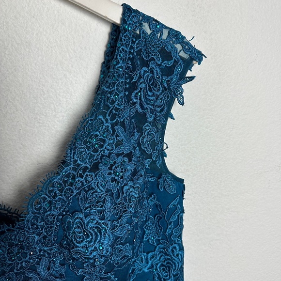 NEW LA FEMME Evening Mother of the Bride Teal A-Line Dress Women 6 Evening Gown. - Picture 7 of 9